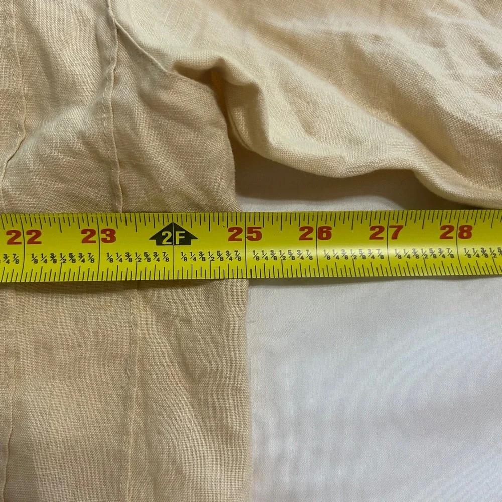 Lorenier Mens XL Yellow 100%‎ Linen Short Sleeve Pintuck Pleated Guayabera Shirt
